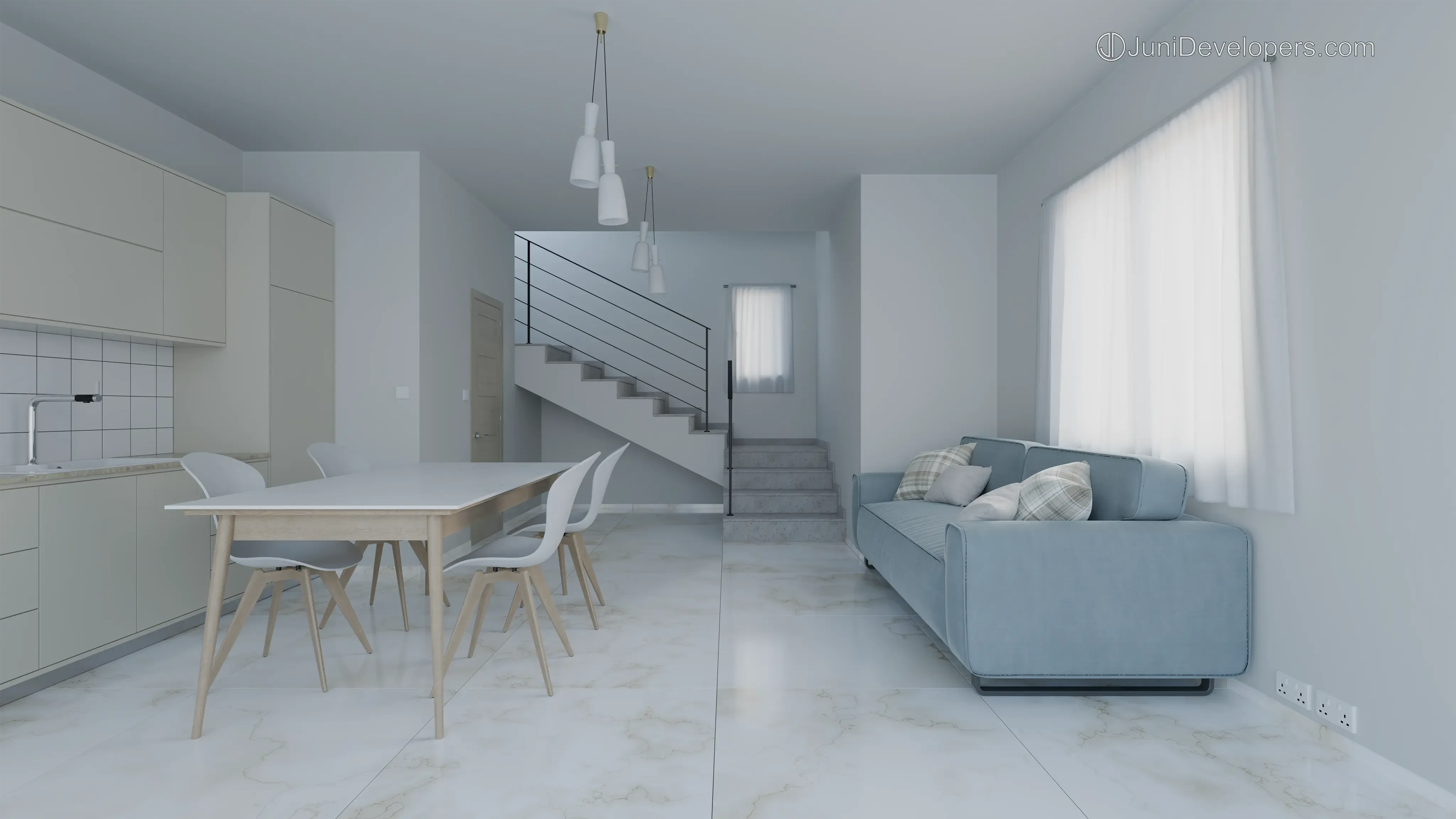 Maisonette No. 1, living room, dining room