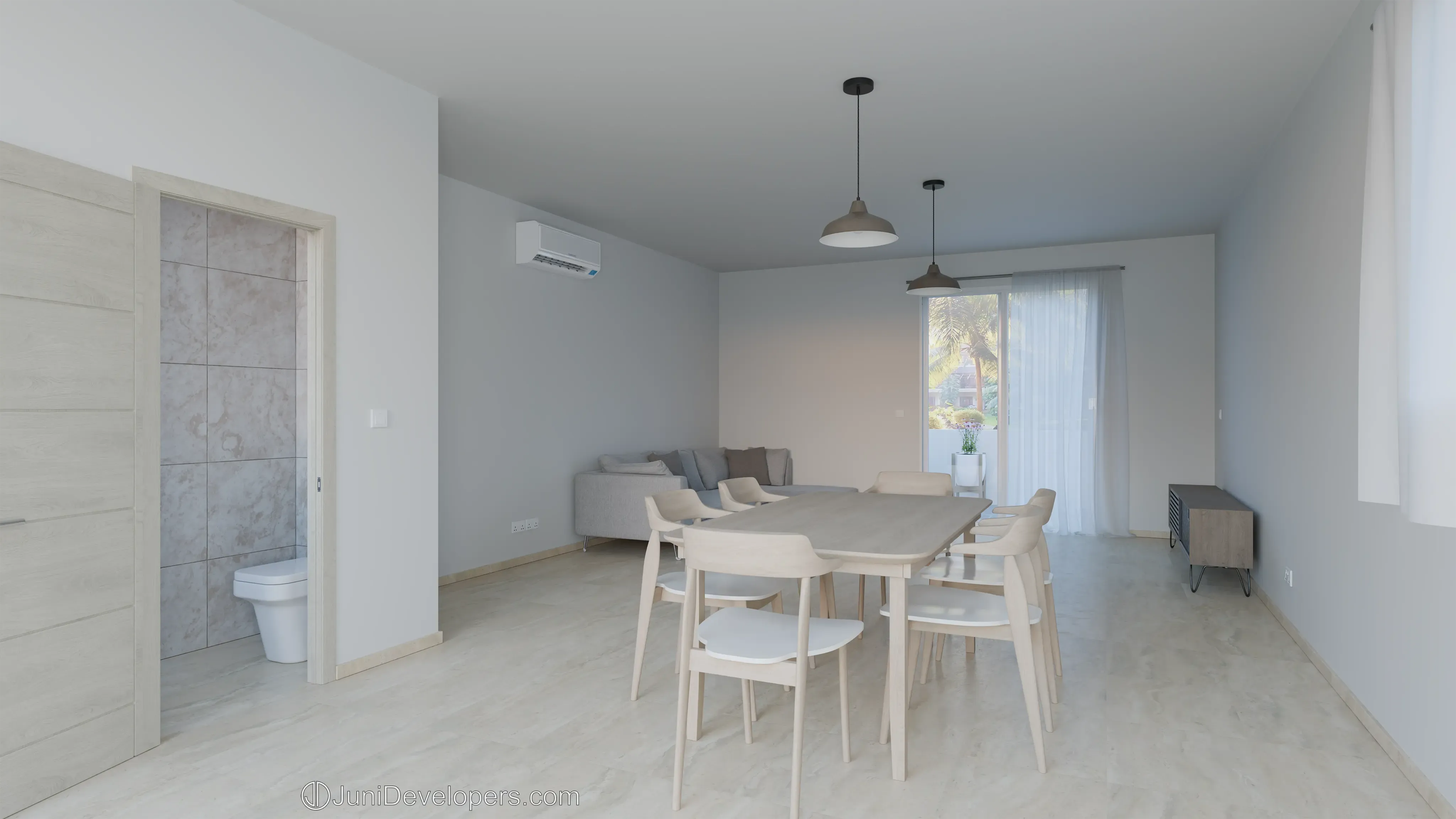 Maisonette No. 5, living room, hallway