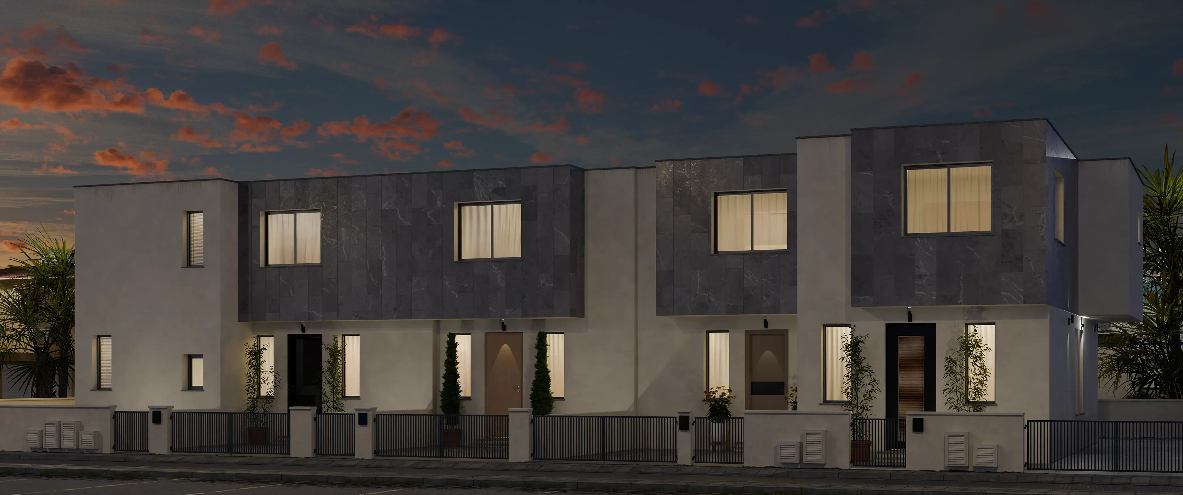 Cyprus, apartments in a resort area, evening view