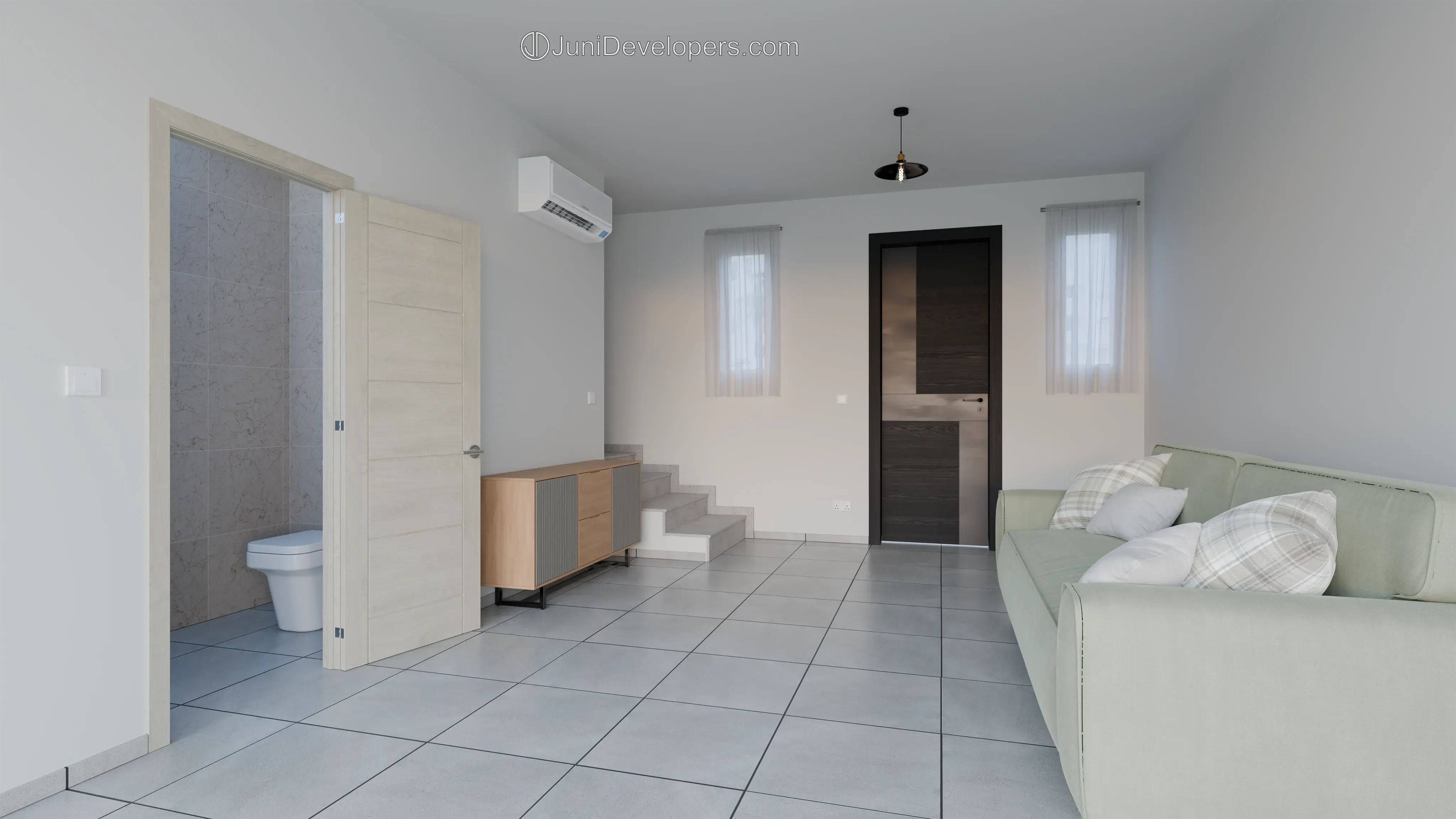 Maisonette No. 2, living room, hallway
